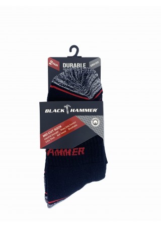 3 Pairs Black Hammer Half Terry Antibacterial Socks ST00213
